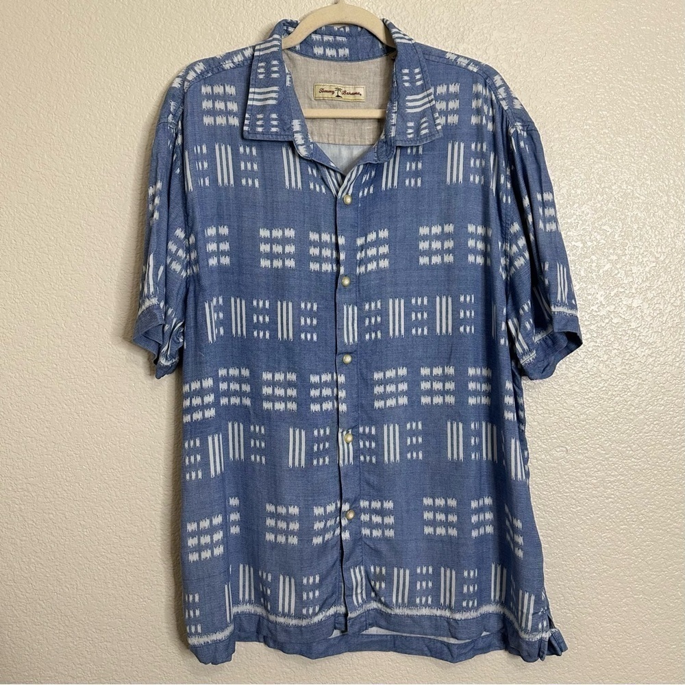 Tommy Bahama Silk Blend Men's Geometric Casual Button Down Shirt, Size XXL
